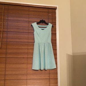 Mint Green and White Geometric Print Dress